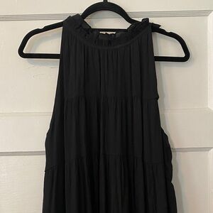 Black Tiered Faux Halter Maxi Dress